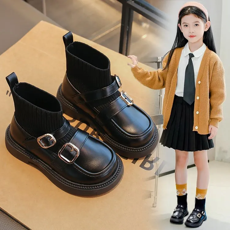 女童袜靴儿童洋气小短靴2025秋冬新款小女孩时尚皮靴韩系百搭靴子