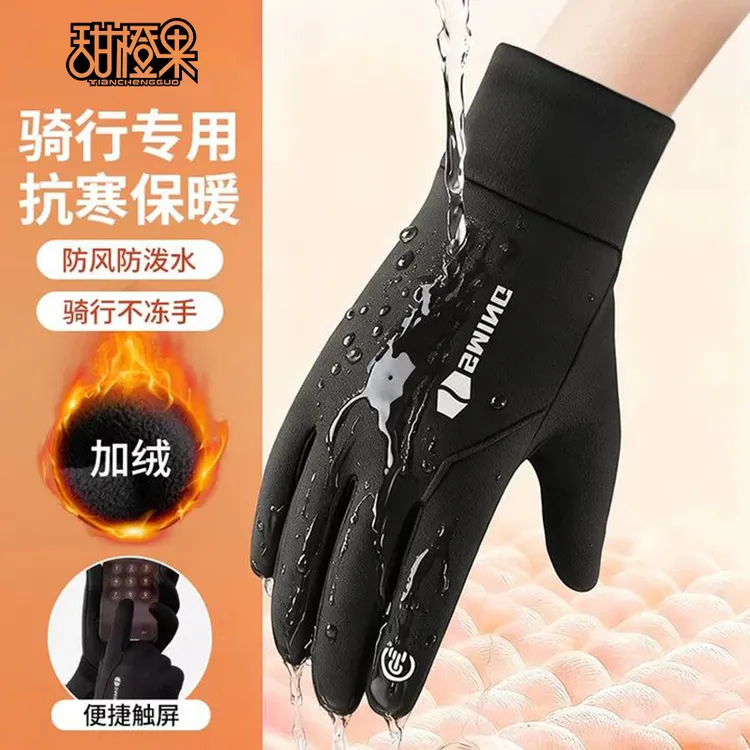 骑行防风防水加绒保暖摩托车冬季防寒骑行装备全指男触屏手套防滑