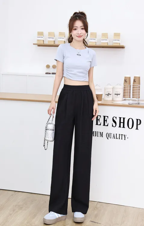 2025亚麻阔腿裤女春夏季高腰显瘦宽松垂感山本裤新款西装直筒裤子