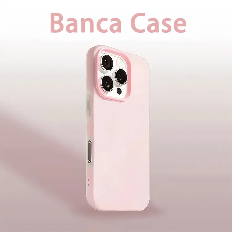BANCA粉色肤感果冻壳适用苹果16/15pro手机壳mate60华为P70小米14