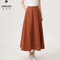阿玛施AMASS 秋季新款时尚洋气百搭极简优雅中长纯棉半身裙520042