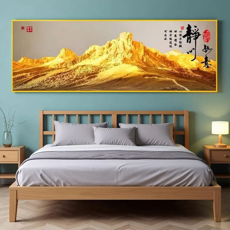 新款主卧床头画背靠金山自粘贴画客厅沙发背景墙装饰画卧室床头贴