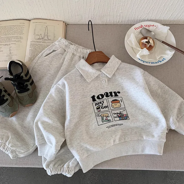 【实体品质】儿童新款卫衣套装棉质韩版POLO衫俩件套休闲男女童