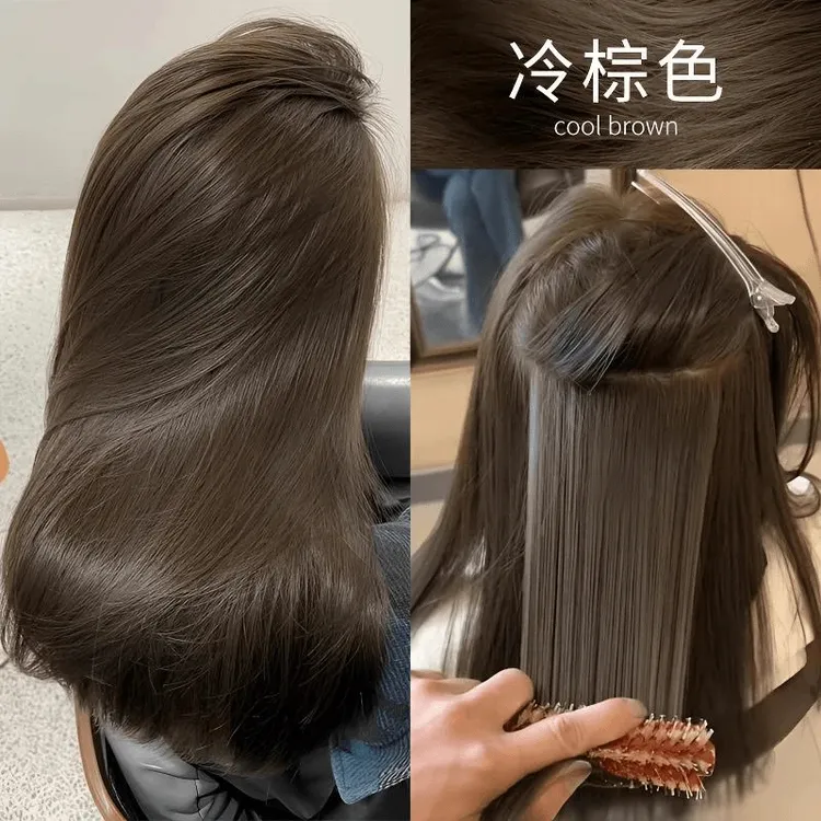 小鱼海棠推荐染发剂冷棕色棕植物流行色在家自己染蓬松泡沫学生白