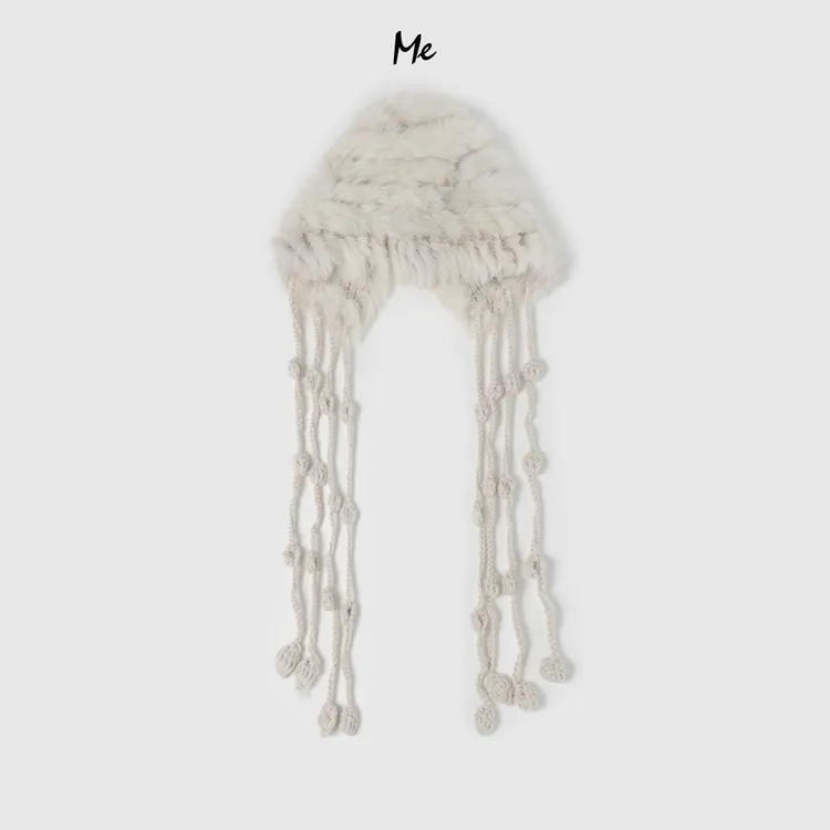 ME【小风铃兔毛护耳帽】护耳流苏少女感保暖百搭针织帽子MESA4899