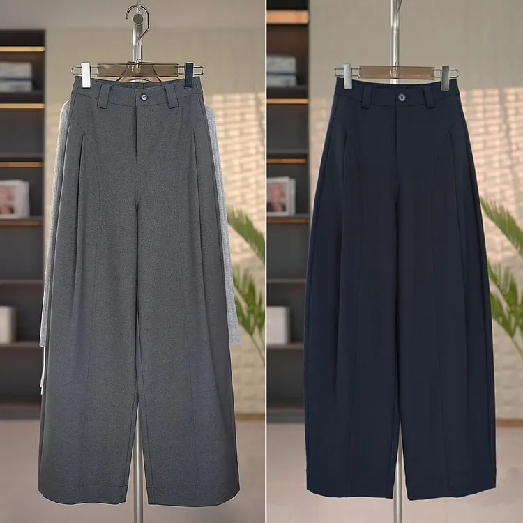 宽松阔腿裤女2025新款弯刀裤秋季裤子高腰西装裤高级感垂感休闲裤