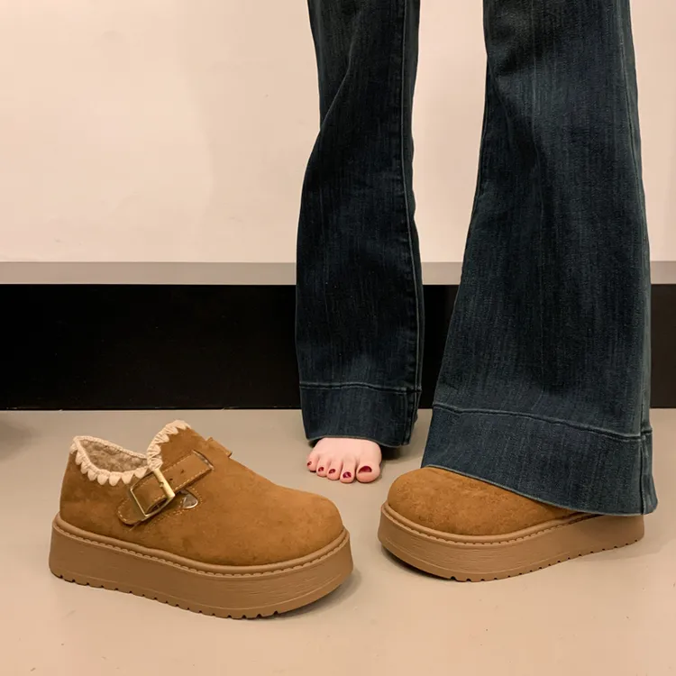 厚底勃肯鞋单鞋加绒棉鞋女款2025新款爆款冬季外穿乐福保暖雪地靴