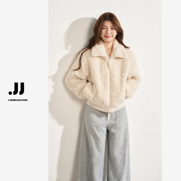 H1010【辣妹托卡】超好看的中古高级感轻奢气质翻领毛毛外套