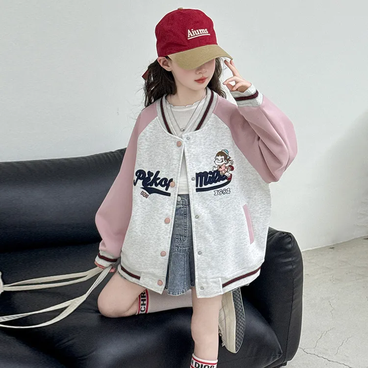 女童外套秋装2025新款洋气儿童棒球服春秋款小女孩运动秋季上衣潮