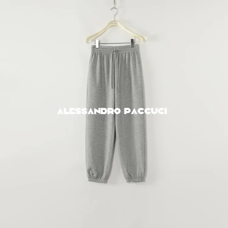 AP洛哥31013KV【简随】棉混纺松紧系带腰拉链口袋束脚多色时尚卫裤