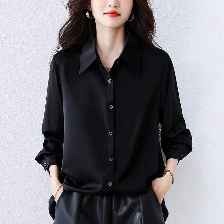 大码时尚休闲长袖衬衫女秋装2025新款气质宽松衬衣百搭显瘦上衣潮
