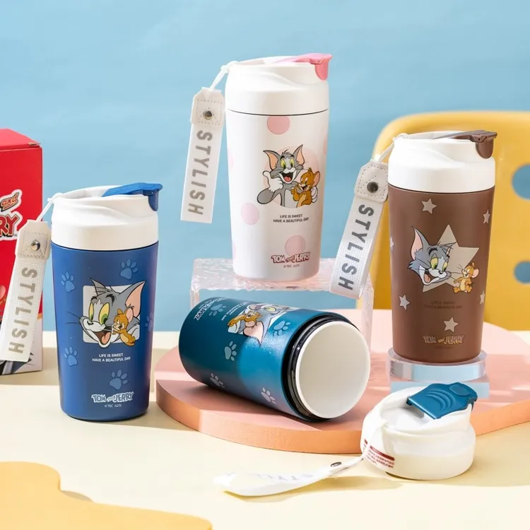 康纳斯真陶瓷内胆儿童保温杯直饮便携随行杯高颜值卡通水杯子学生