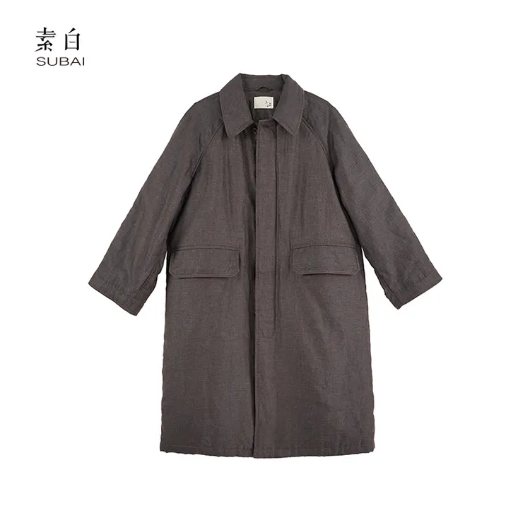 素白保暖加厚【悍马】Y01946经典长风衣外套中长款加厚复古感外套