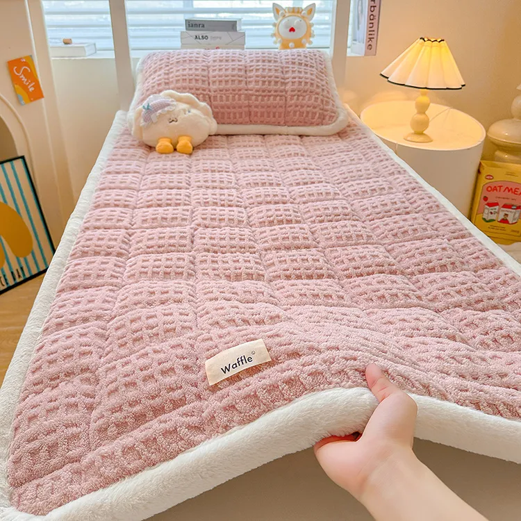 冬天加绒纯色牛奶绒床盖亲肤加厚珊瑚绒床单毯单人学生宿舍床垫