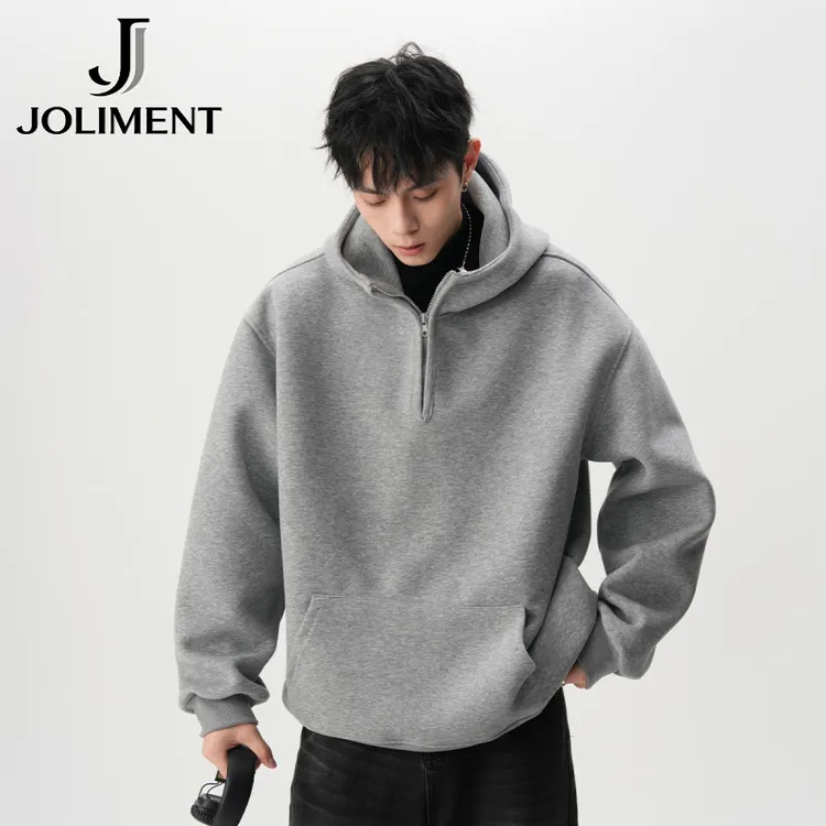 JOLIMENT440克重磅半拉链连帽卫衣男女款oversize设计感情侣上衣