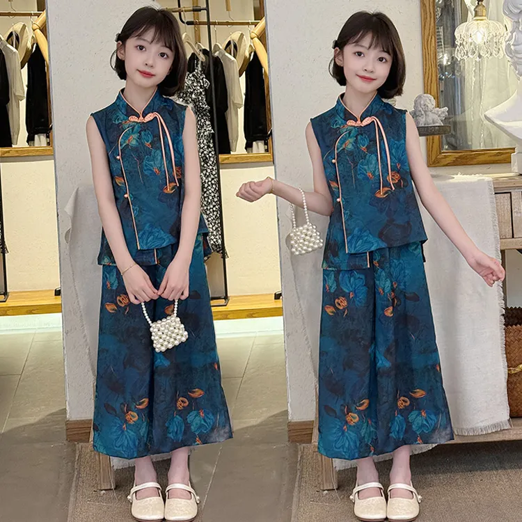 小语晗晗亲子装女妈妈女童夏季修身国风中式古风民族女孩汉服套装