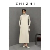 致知 一半子 格雷系羊毛肌理料背心连衣裙25年冬季新ZZ2EWWLQ022