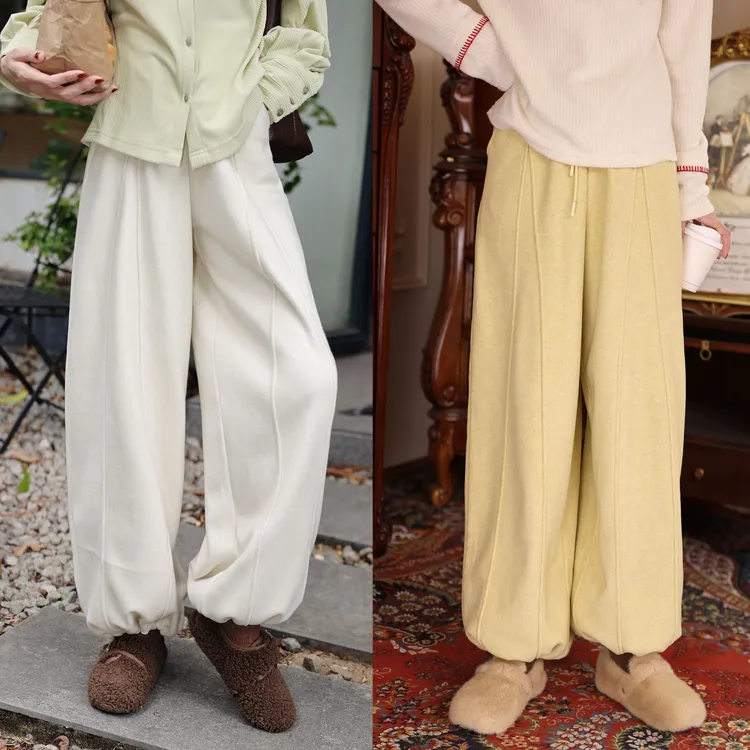 陈大器【故纸温黄】港风复古两穿加绒毛呢直筒休闲长裤JM2477613