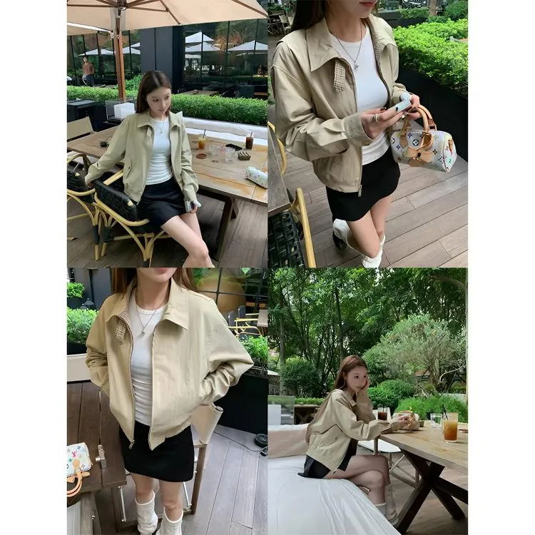 番茄妹妹Tomatosister【两面穿版本】落肩短款双拉链工装夹克短外套