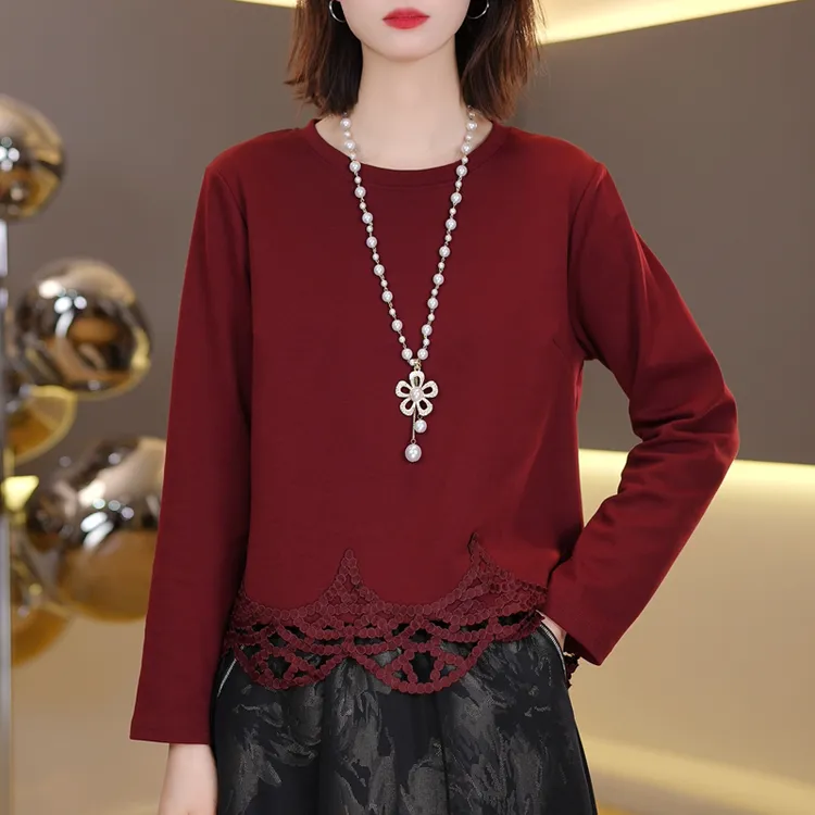 早秋气质新款T恤女显瘦洋气长袖女装百搭设计感宽松上衣7013