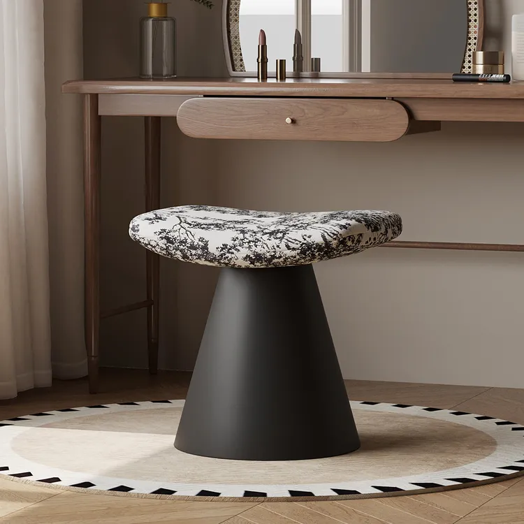 可旋转中古风梳妆凳复古轻奢化妆凳卧室不占空间高级感梳妆台椅子