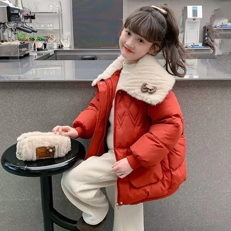 女童加厚棉衣冬装2025新款洋气儿童冬季棉服女孩冬款大童韩版棉袄
