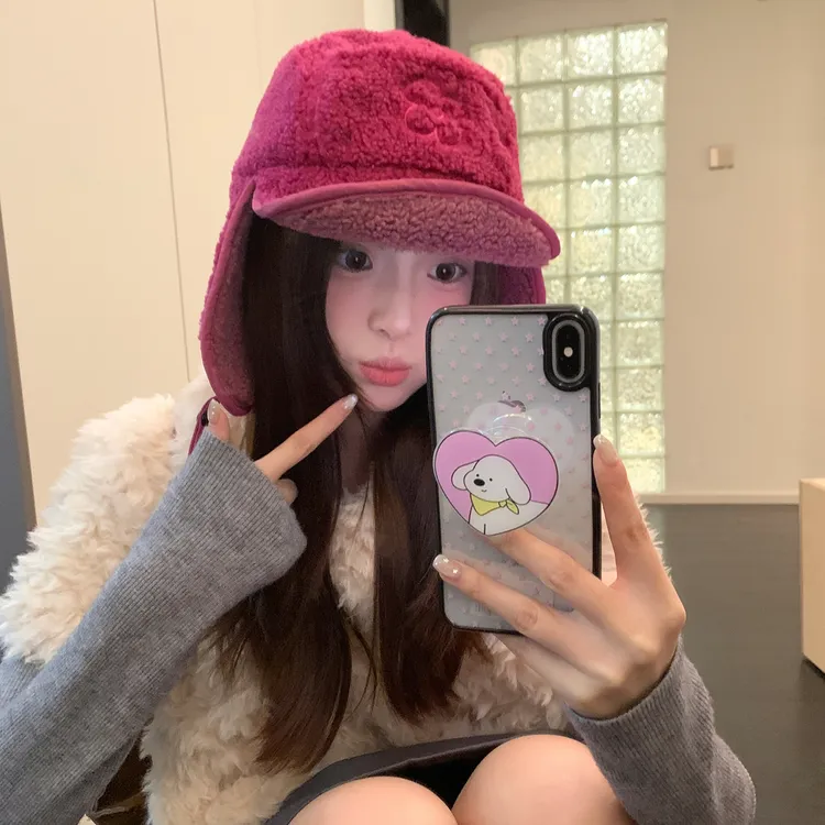 2025新款保暖毛绒雷锋帽子女冬季大头围加厚防风护耳帽防寒骑行帽