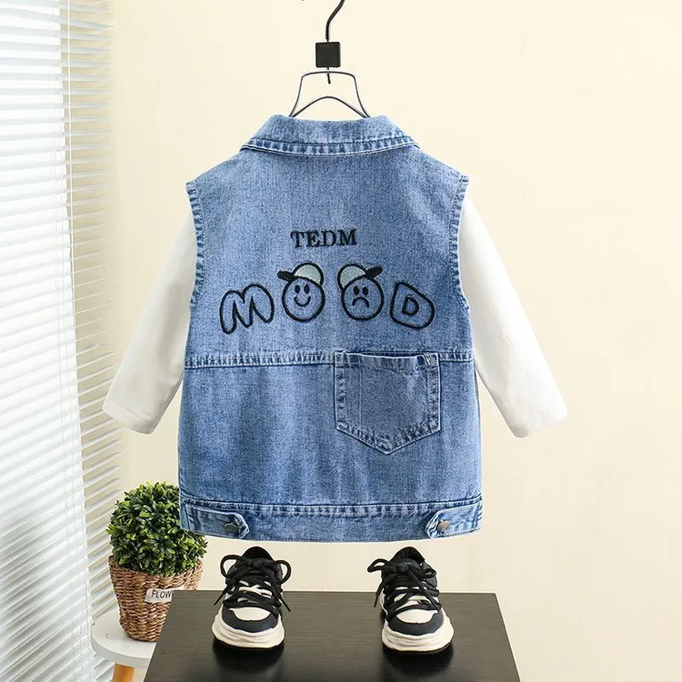 儿童牛仔马甲男童2025坎肩春秋新款中大童外穿背心男孩休闲秋装潮