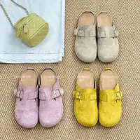 厚底勃肯鞋包头半拖鞋女外穿2025春夏新款一脚蹬懒人复古博肯凉拖