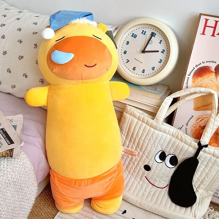 可爱瞌睡水豚噜噜玩偶长条夹腿抱枕毛绒玩具陪睡公仔男女生日礼物