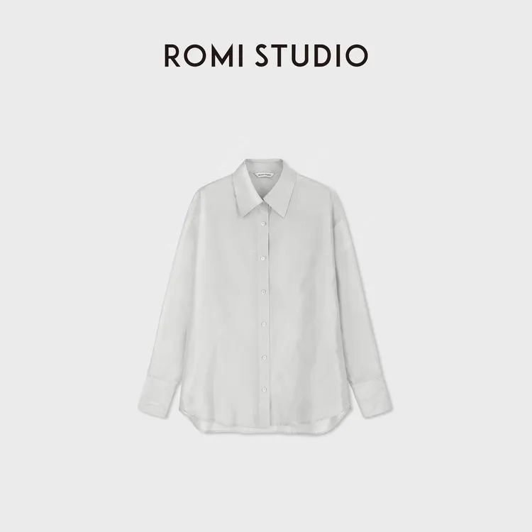 ROMI STUDIO“真丝系列”丝滑桑蚕丝混纺宽松翻领衬衫 RWDSSG2966
