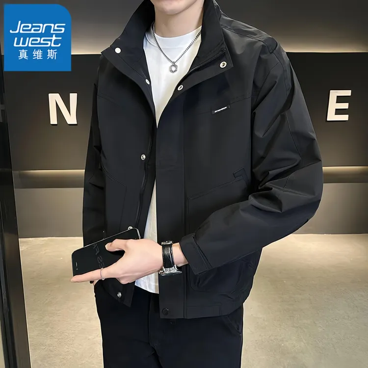 真维斯Jeanswest外套男士春秋季立领上衣潮牌休闲百搭防风夹克潮 