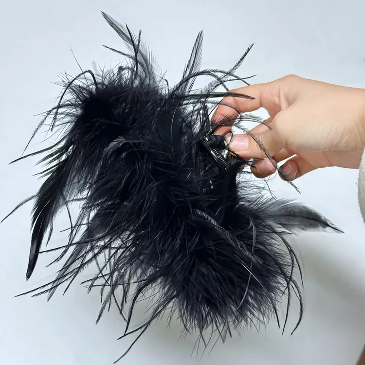 四倍毛量大号发饰抓夹高马尾发夹女毛毛黑色发抓抓夹夹子头发发箍商品图