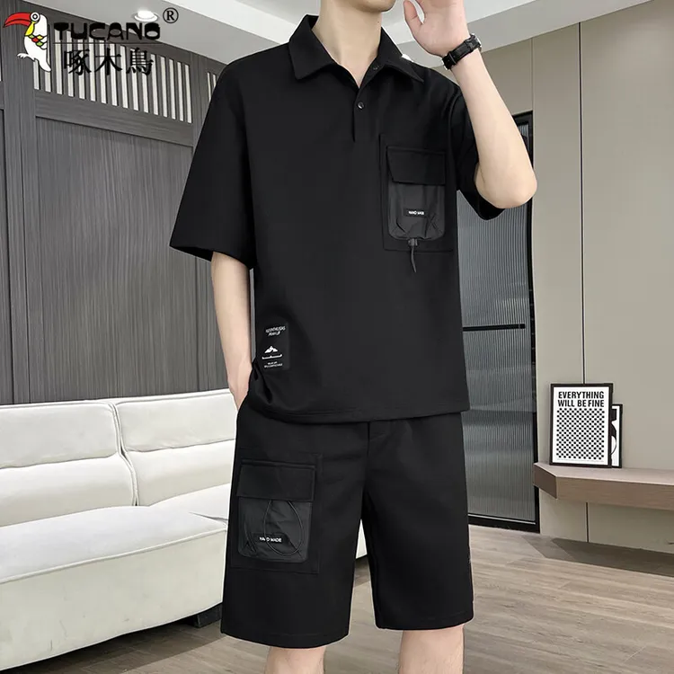 TUCANO/啄木鳥夏季男士潮流时尚休闲套装宽松帅气韩版翻领两件套