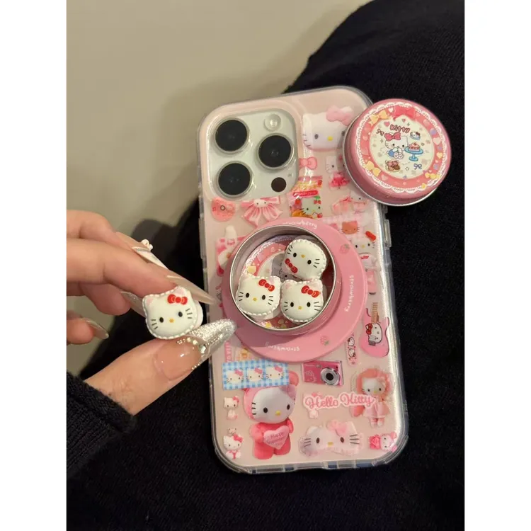 软萌可爱小饼干KT猫磁吸支架适用苹果17promax手机壳iphone16新15