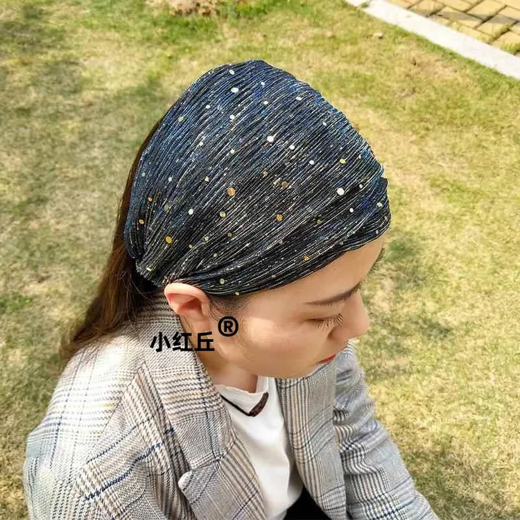 显年轻遮白发包头帽薄款网纱蕾丝帽子洗脸头巾宽边头箍头套束发带