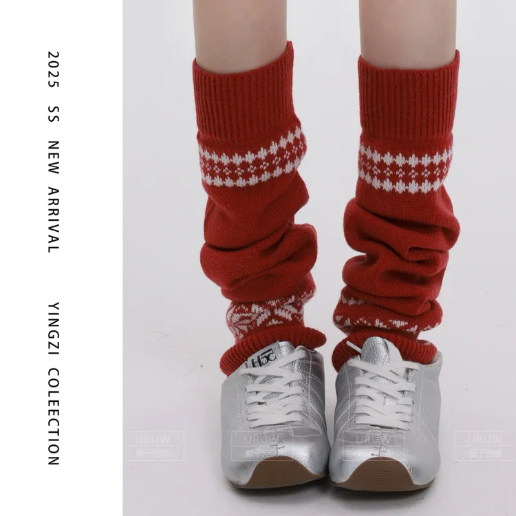 秋冬雪花氛围感保暖针织堆堆袜休闲百搭中筒袜5132
