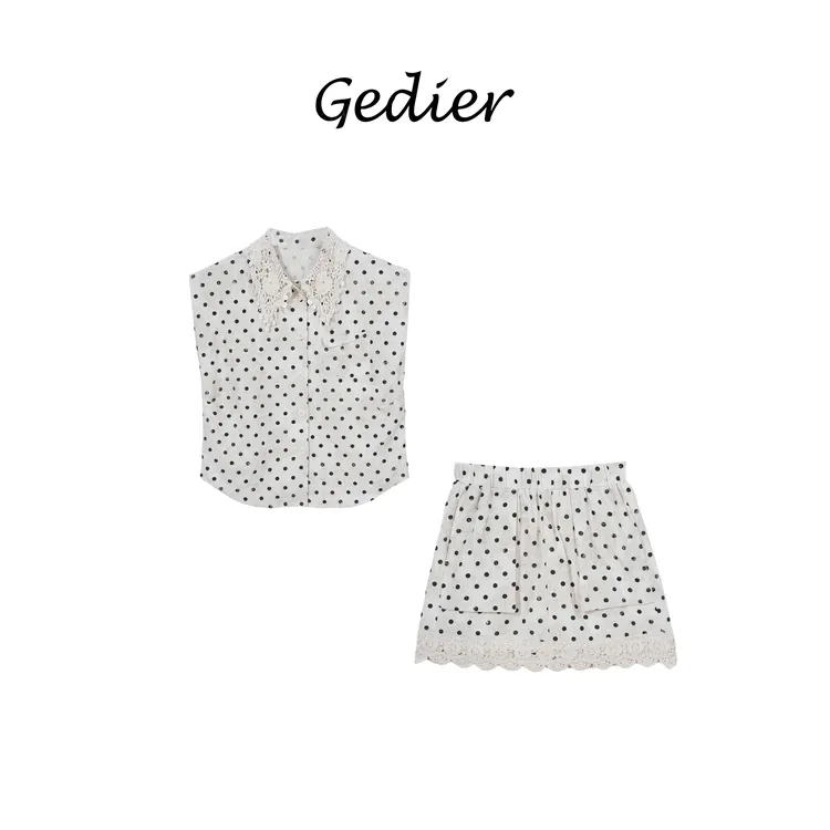 【歌蒂尔】日常穿搭简约时尚波点套装 出游拍照必备单品 DG520671Y