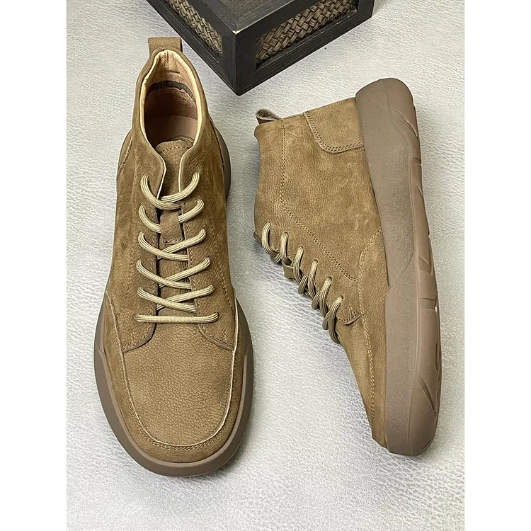 EAEOVNI秋冬新款男士复古中高帮靴软底潮流百搭时尚高帮男鞋