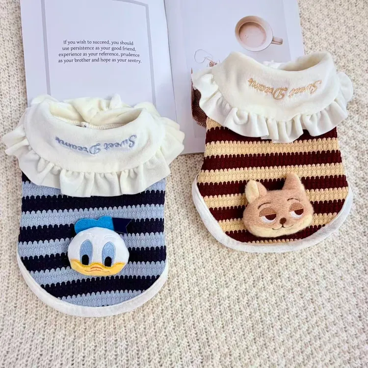 新款秋冬宠物猫狗衣服可牵引可爱狐狸小兔玩偶造型