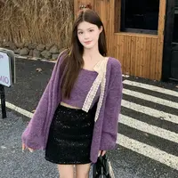 2025秋季韩系针织两件套装设计背心吊带长袖毛衣女时尚开衫上衣女