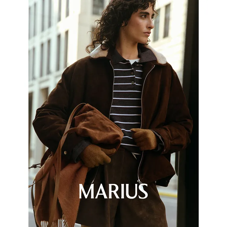 MARIUS“胖豆豆”白鹅绒花苞造型羊羔领一手长秋冬羽绒服