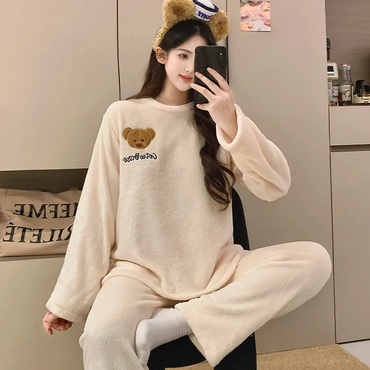 珊瑚绒睡衣女2025年新款冬季加厚长袖长裤爆款法兰绒家居服套装
