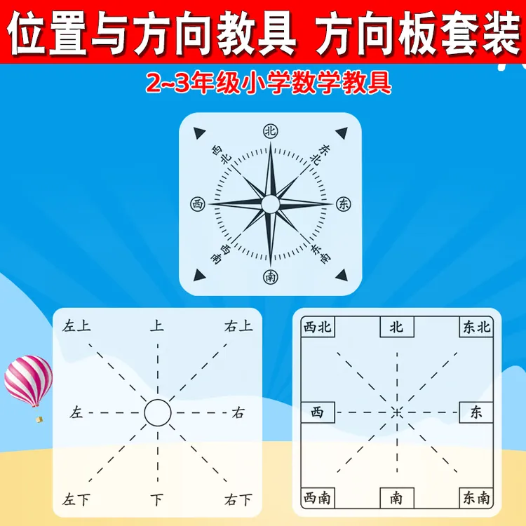 位置与方向透明方向板指南针数学教具校园小导游生活中的方向学具