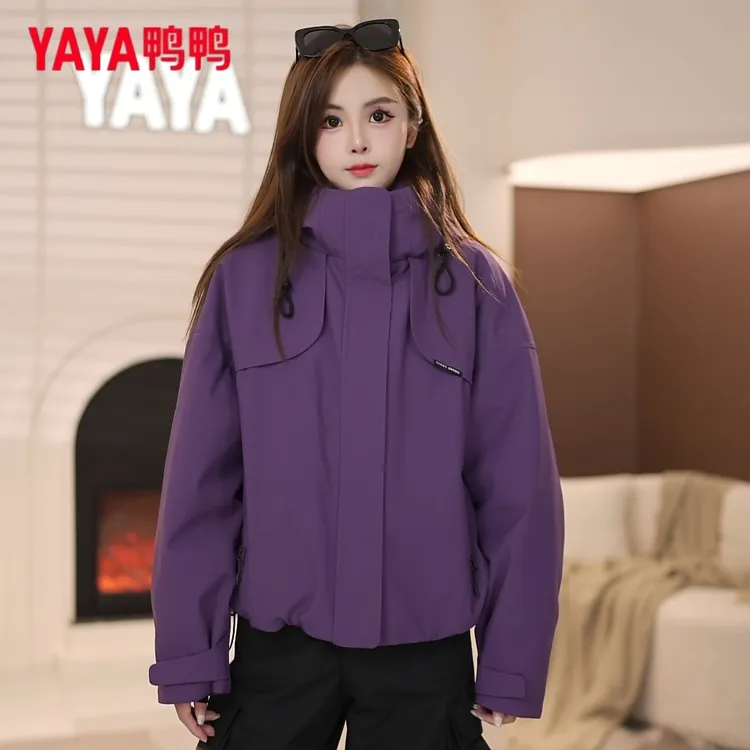 YAYA/鸭鸭女新款派克休闲百搭宽松工装情侣防风保暖秋冬羽绒服