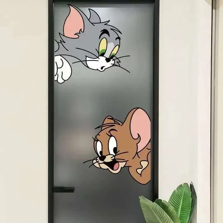 门贴创意个性卡通猫和老鼠装饰贴纸可爱情侣装饰贴纸玄关粘贴贴画