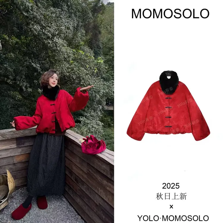 •红鹊•2025秋冬人丝亚麻狐狸毛90白鸭绒原创羽绒服两件套259408