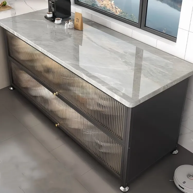 岩板厨房置物架落地多层家用多功能收纳柜储物柜锅碗餐边储物橱柜