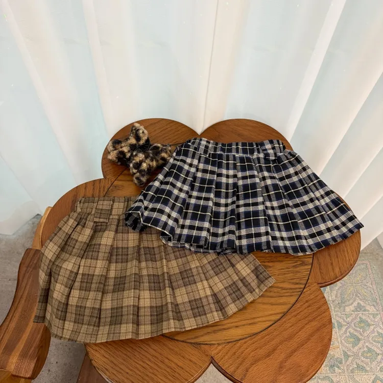 【格子控】86156QZ格子百褶裙鱼子酱品牌女童童装