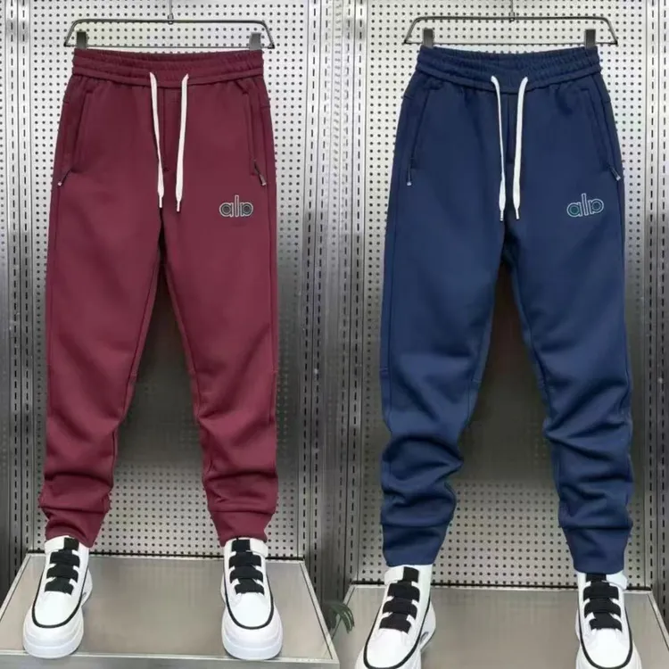 秋冬新款男士休闲裤加厚加绒百搭运动裤男直筒平角时尚修身卫裤男